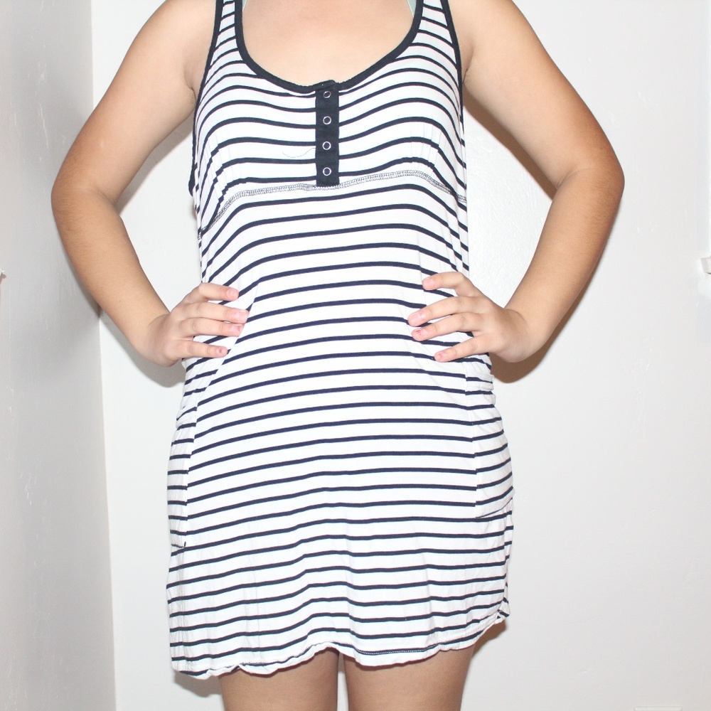 White and black swimming suit cover up